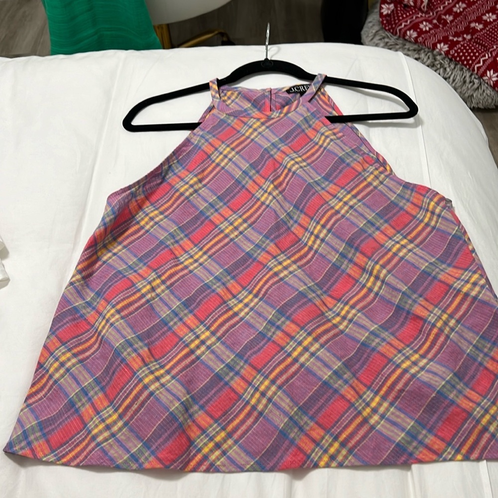 JCrew plaid linen halter top-size large